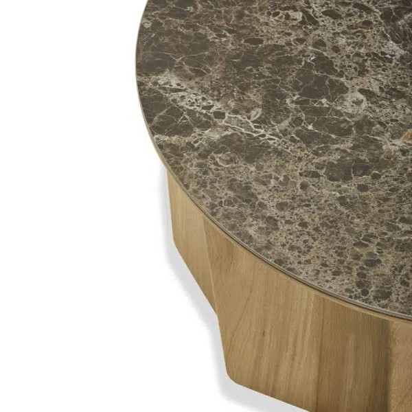 Table basse Volute Dasras céramique bois chêne ou noyer - 10 finitions 3 tailles
