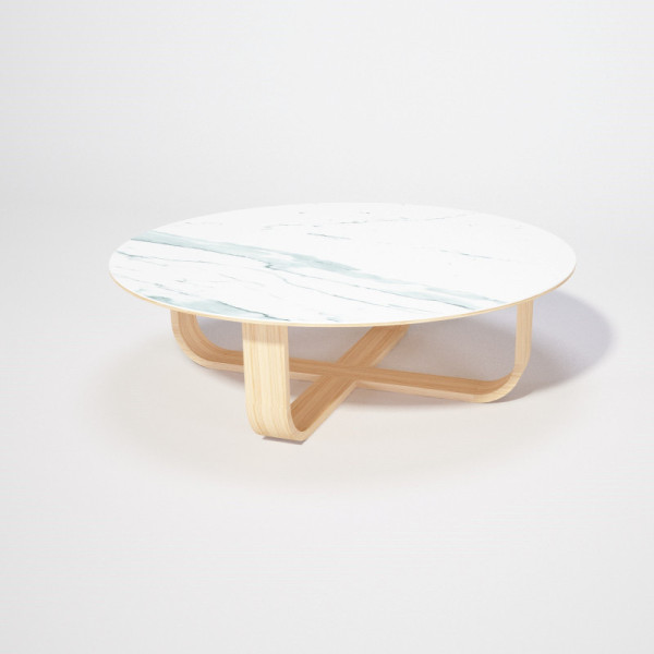 Table basse ronde Luge Dasras céramique bois chêne - 9 finitions 3 tailles