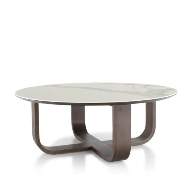 Table basse ronde Luge Dasras céramique bois chêne - 9 finitions 3 tailles