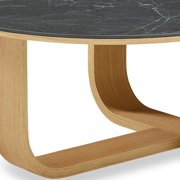 Table basse ronde Luge Dasras céramique bois chêne - 9 finitions 3 tailles