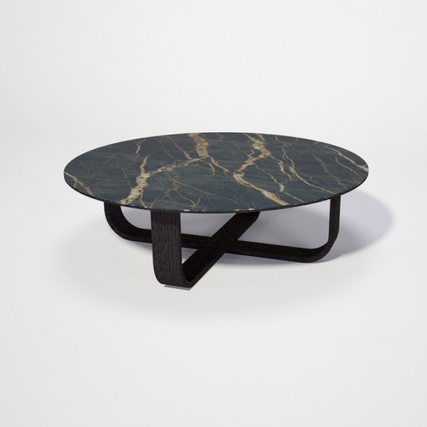 Table basse ronde Luge Dasras céramique bois chêne - 9 finitions 3 tailles