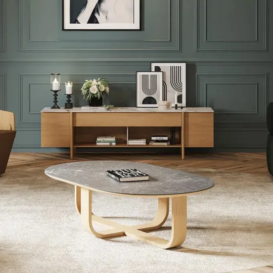 Table basse oblongue Luge Dasras bois chêne - 9 finitions 2 tailles