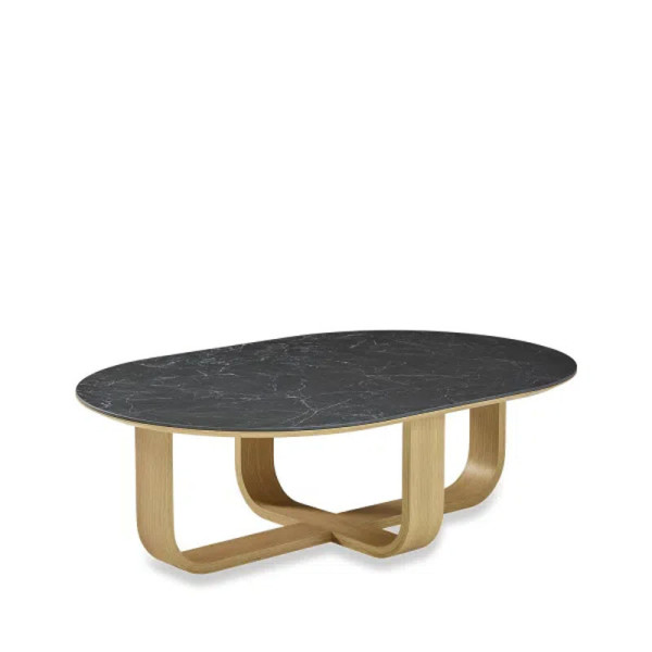 Table basse oblongue Luge Dasras céramique bois chêne - 9 finitions 2 tailles