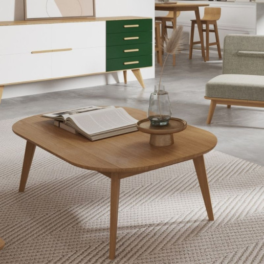 Table basse rectangulaire Snack Dasras bois chêne ou noyer - 10 finitions 2 tailles