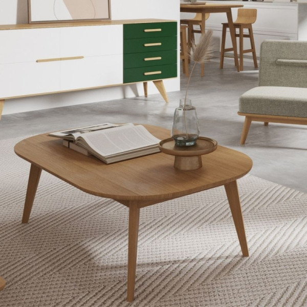Table basse rectangulaire Snack Dasras bois chêne ou noyer - 10 finitions 2 tailles