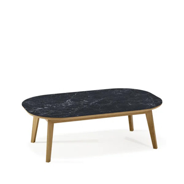 Table basse rectangulaire Snack Dasras céramique bois chêne ou noyer - 10 finitions 2 tailles