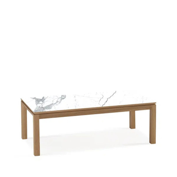 Table basse rectangulaire Clarté Dasras céramique bois chêne ou noyer - 10 finitions 2 tailles 2 modèles