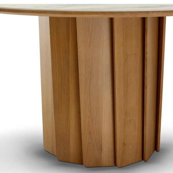 Table à manger fixe Volute Dasras bois chêne ou noyer H.75 - 10 finitions 3 tailles