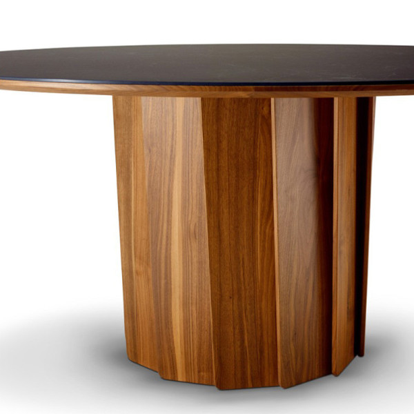 Table à manger fixe Volute Dasras céramique bois chêne ou noyer H.75 - 10 finitions 3 tailles