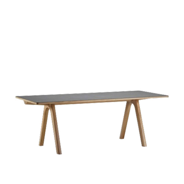 Table à manger fixe Chevron Dasras céramique bois chêne ou noyer - 10 finitions 17 tailles