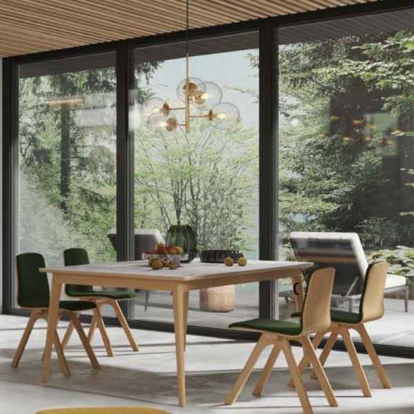 Table à manger fixe Paul Dasras céramique bois chêne ou noyer - 10 finitions 17 tailles