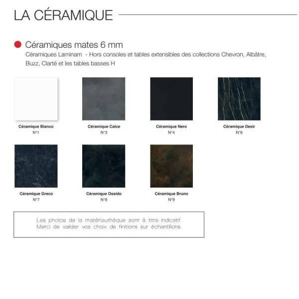 Table à manger fixe Paul DASRAS céramique bois chêne ou noyer - 10 finitions 17 tailles