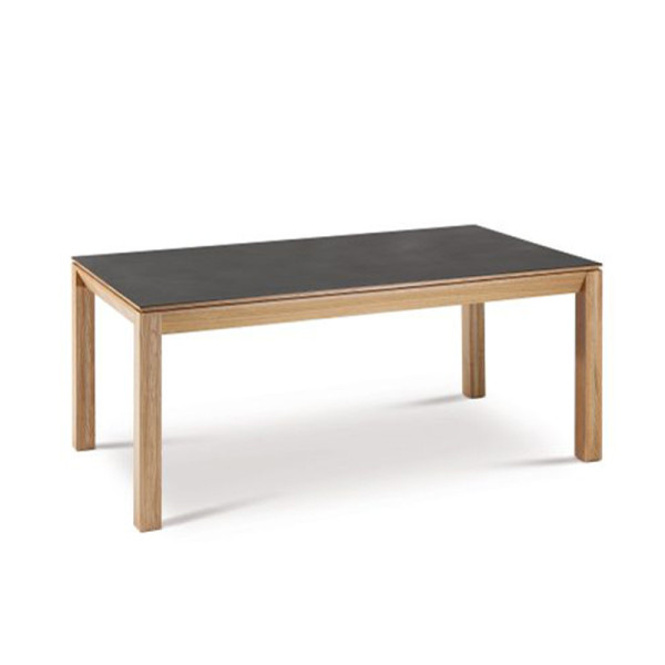 Table à manger fixe Clarté Dasras céramique bois chêne ou noyer - 10 finitions 17 tailles