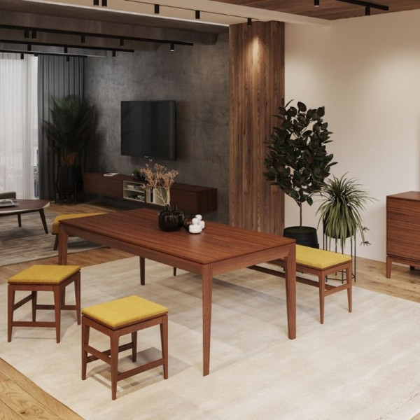 Table à manger fixe Buzz Dasras bois chêne ou noyer - 10 finitions 21 tailles