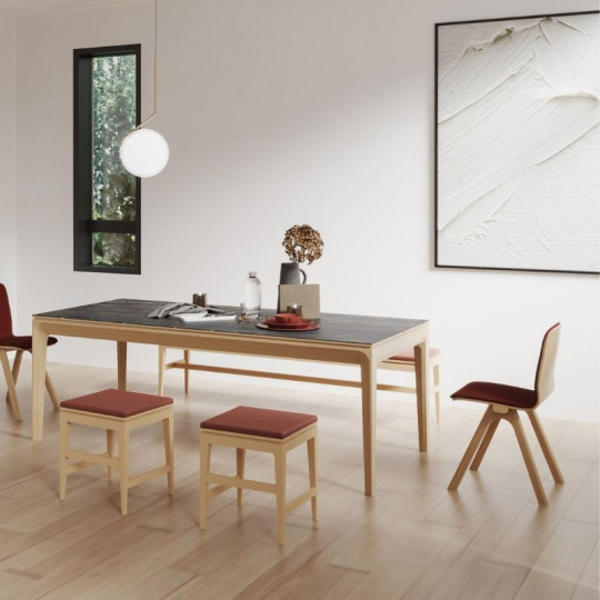 Table à manger fixe Buzz Dasras céramique bois chêne ou noyer - 10 finitions 17 tailles