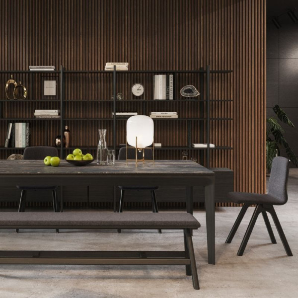Table à manger fixe Buzz Dasras céramique bois chêne ou noyer - 10 finitions 17 tailles