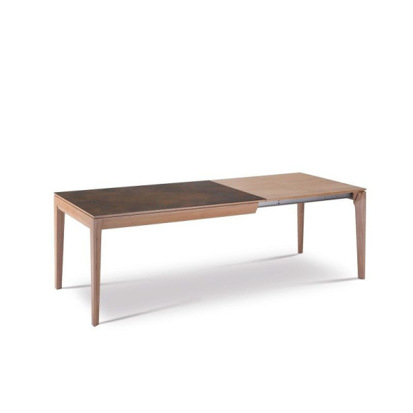 Table à manger extensible Buzz Dasras céramique bois chêne ou noyer - 10 finitions 8 tailles 2 modèles