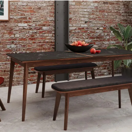 Table à manger extensible Paul DASRAS céramique bois chêne ou noyer - 10 finitions 8 tailles
