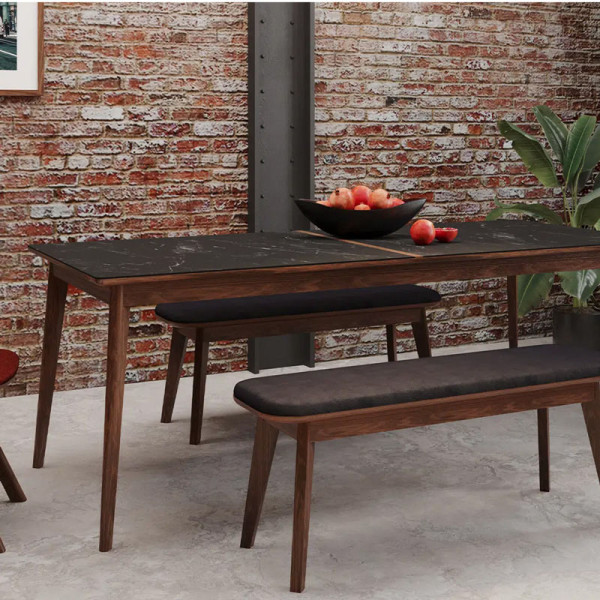Table à manger extensible Paul Dasras céramique bois chêne ou noyer - 10 finitions 8 tailles