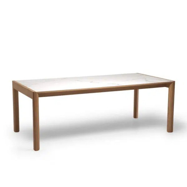 Table à manger extensible Rives Dasras céramique bois chêne ou noyer - 10 finitions 3 tailles