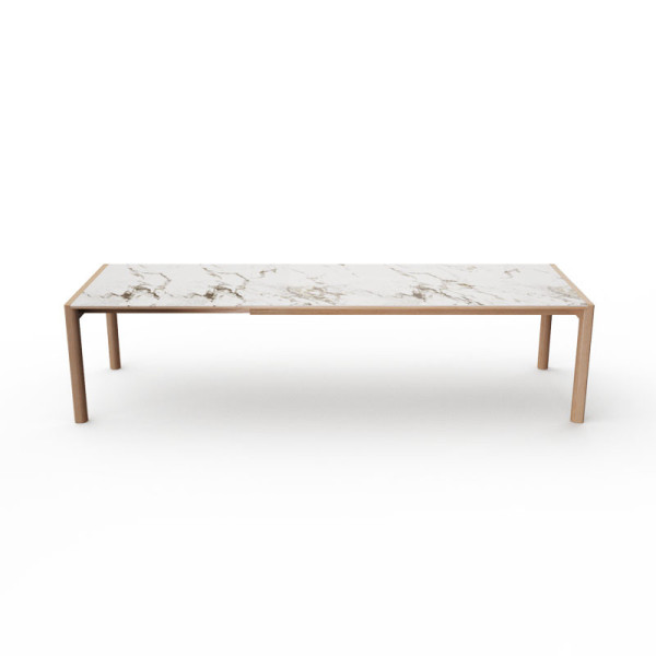 Table à manger extensible Rives Dasras céramique bois chêne ou noyer - 10 finitions 3 tailles