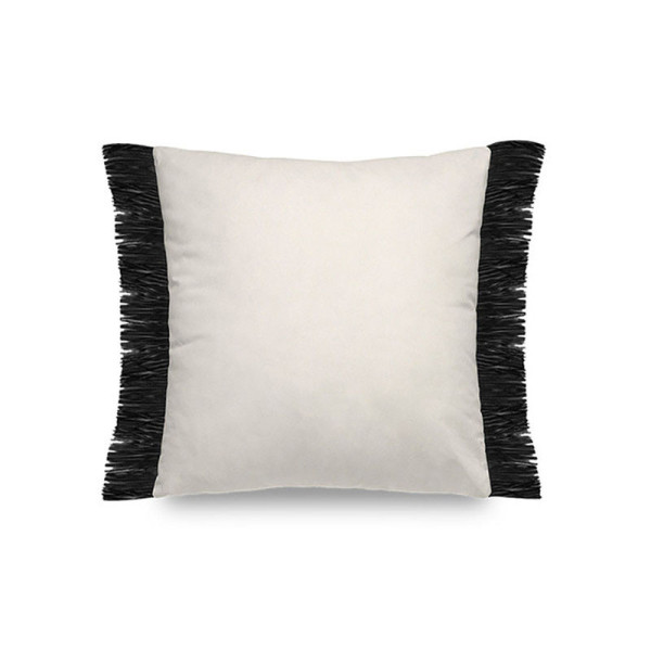 Coussin Unizo Pôdevache peau de pêche carré 45x45cm franges
