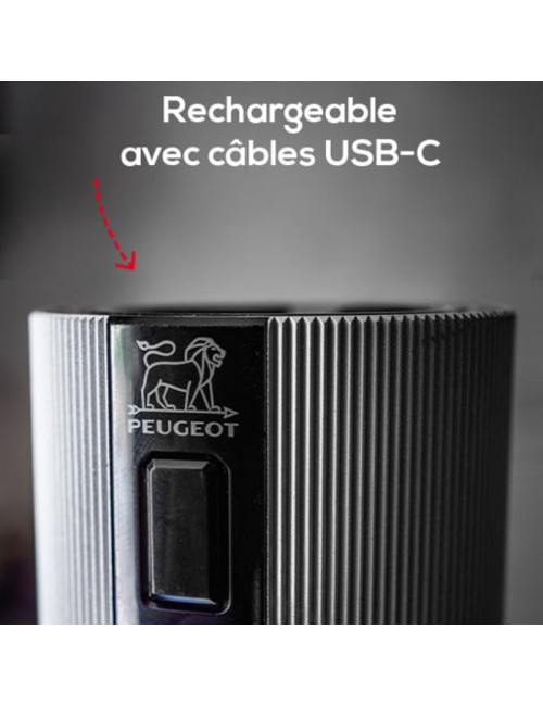 Set coffret Peugeot de 2 moulins électriques à poivre et à sel Line électrique