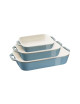 Ensemble de 3 plats à four Staub en céramique turquoise antique