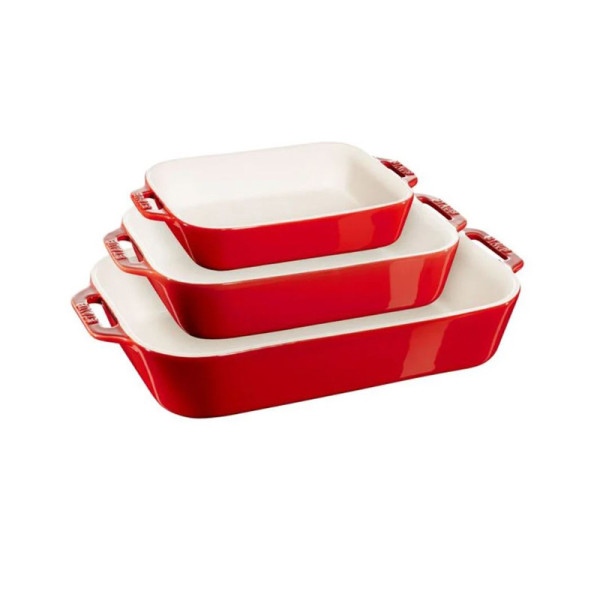 Ensemble de 3 plats à four STAUB en céramique turquoise antique