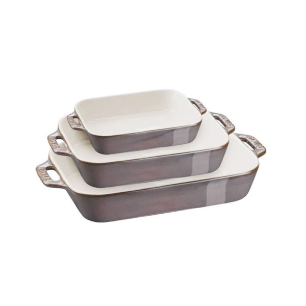 Ensemble de 3 plats à four STAUB en céramique turquoise antique