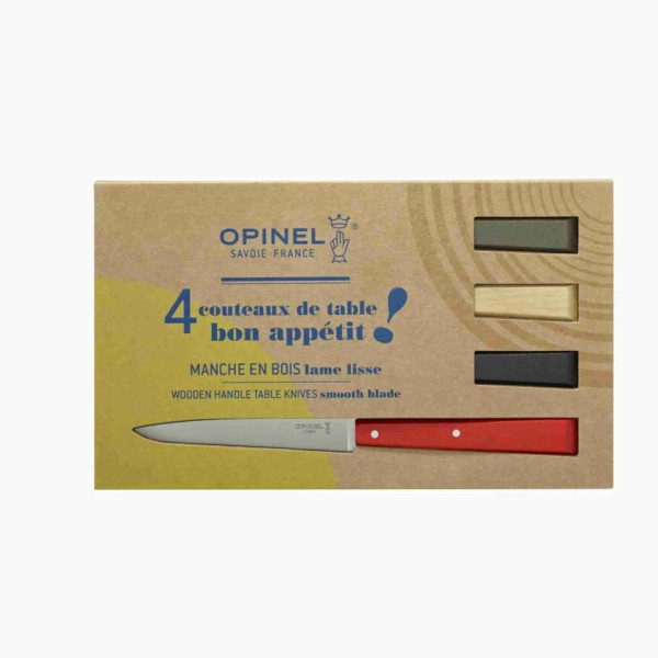 Coffret OPINEL 4 couteaux n°125 Bon appétit bois - 5 coloris