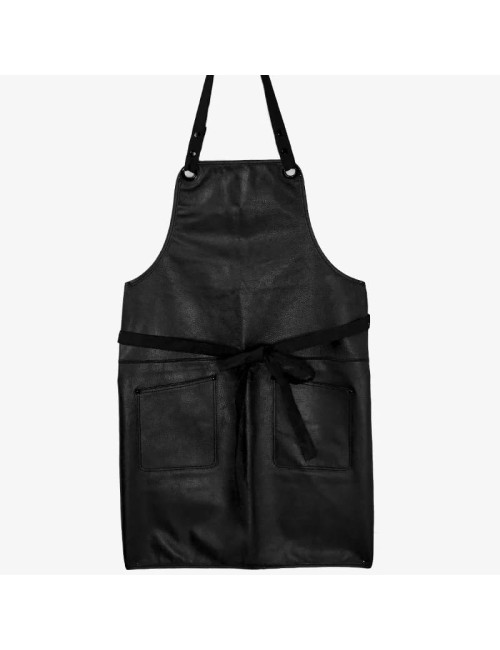 Tablier en cuir grainé Atelier TB pour la cuisine et barbecue "Mambo" noir