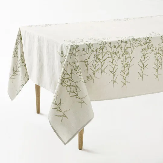 Nappe Botanique 100% lin Charvet Mousse 175x230cm