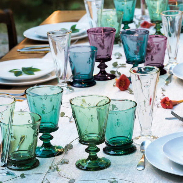 4 verres à eau Abeille La Rochère set de 4 coloris assortis