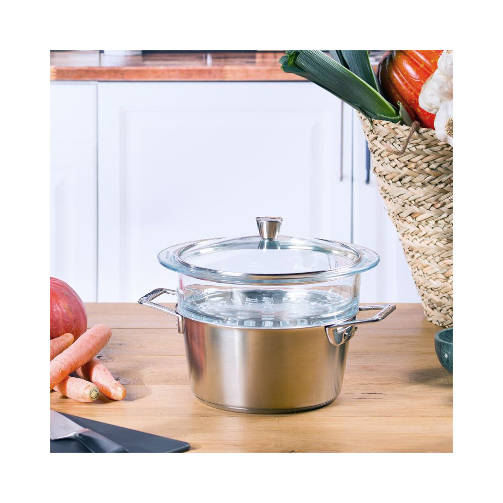 Casserole à Vapeur - VGEBY - 2 Niveaux - Acier Inoxydable - Ergonomique