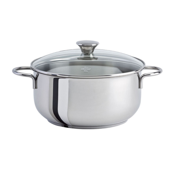 Couvercle bombé CRISTEL Master fixe en verre et inox - 4 tailles