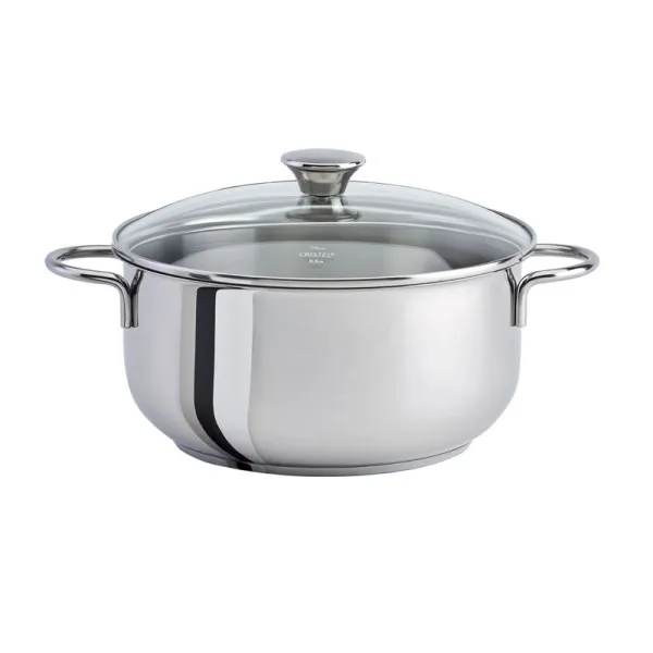 Couvercle bombé CRISTEL Master fixe en verre et inox 16cm
