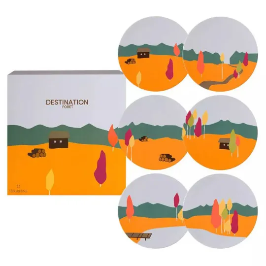 Coffret 6 assiettes à dessert GUY DEGRENNE Destination forêt 23cm