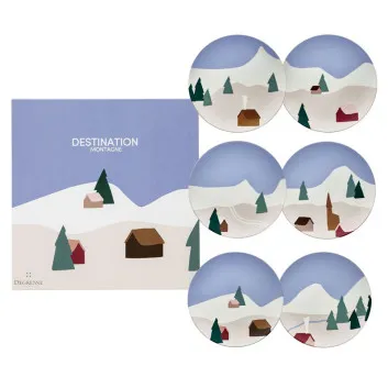 Coffret 6 assiettes à dessert DEGRENNE Destination montagne 23cm