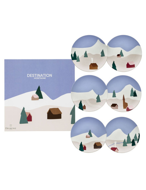 Coffret 6 assiettes à dessert DEGRENNE Destination montagne 23cm