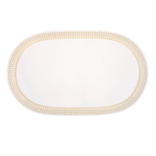 Plat ovale Couronne Degrenne en porcelaine 38x23.5cm