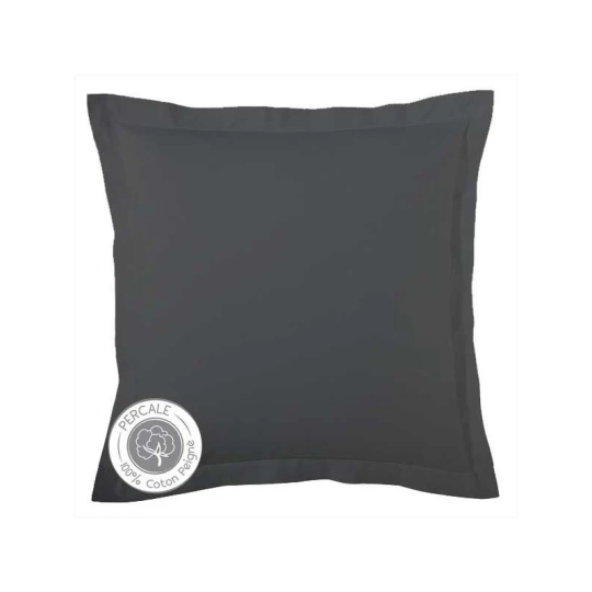 2 taies d'oreiller percale anthracite Tradilinge - 65x65cm