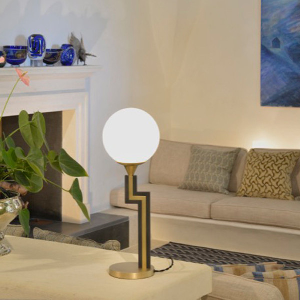 Lampe à poser en laiton L188 Casadisagne bicolore noir et or