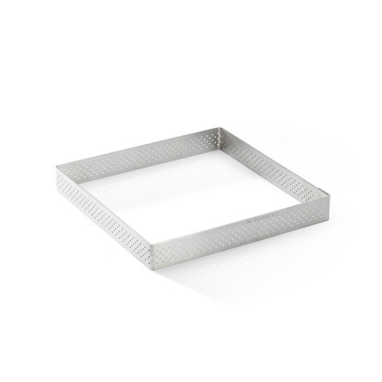 Cercle à tarte carré De Buyer Valrhona en inox perforé
