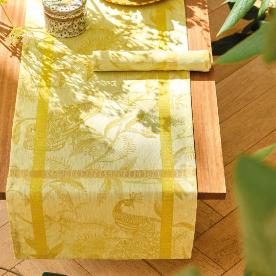 Chemin de table A l'orangerie lin Le Jacquard Français - 3 coloris 50x150cm