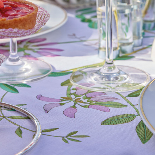 Chemin de table Pois de Senteur Le Jacquard Français coton et lin