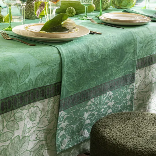 Chemin de table Escapade Tropicale Le Jacquard Français en coton et lin - 3 coloris 2 tailles