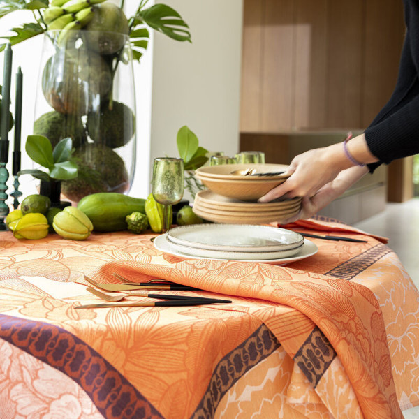 4 serviettes de table Escapade Tropicale Le Jacquard Français lin - 3 coloris