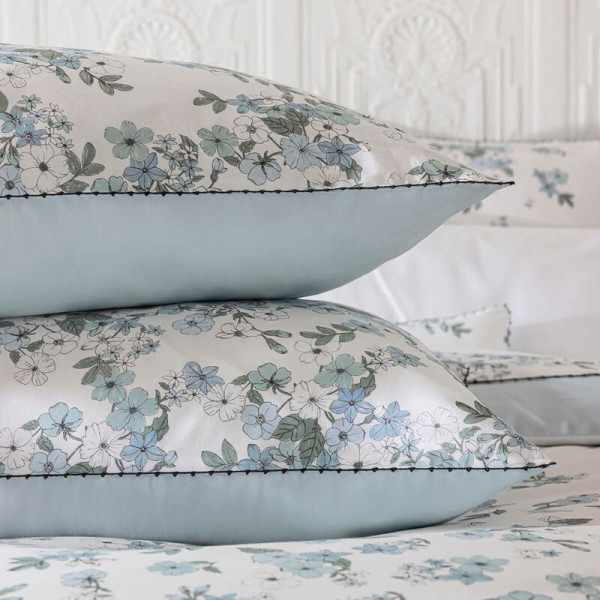 2 taies d'oreiller Manuka Ciel Le Jacquard Français coton - 2 dimensions