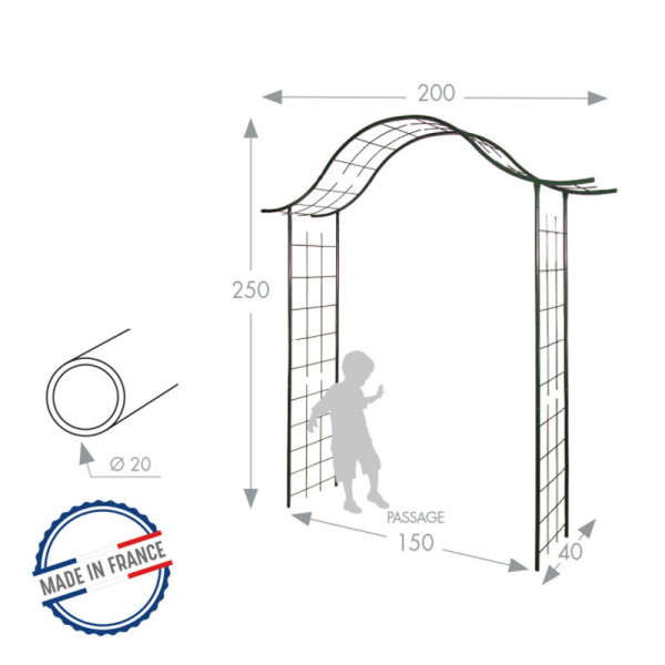 Arche de jardin Louis Moulin Portique fer vieilli en acier